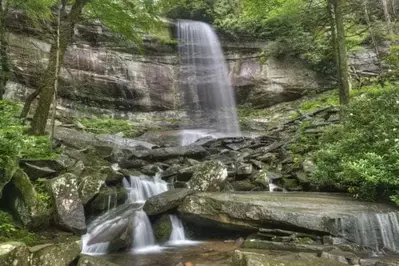 rainbow falls in the smoky mountains