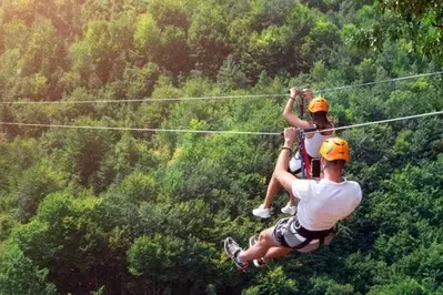 people ziplining