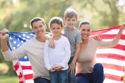 Family celebrating 4th of July