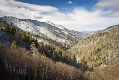 Mountains in Pigeon Forge covered in snow