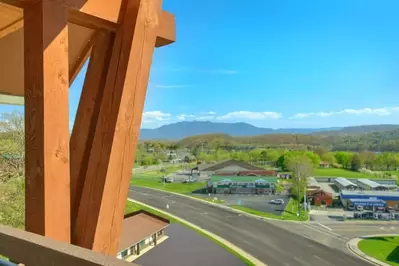 view of mountains and road from balcony