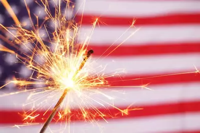 sparkler and usa flag