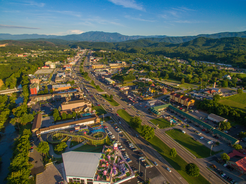 aerial view of Pigeon Forge